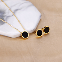 Ensemble de Bijoux Ason Fashion en Acier Inoxydable Plaqué Or 18K avec Zircon Personnalisé Boucles d'Oreilles et Collier pour Femmes et Filles