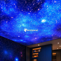 Plafond acoustique suspendu Étoile Impression numérique Plafond en polyester Panneau acoustique en fibre PET Panneau acoustique pour mur et plafond