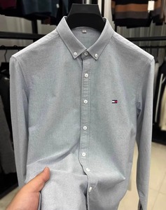 Camisa de Sarga de Algodón de Manga Larga para <span class=keywords><strong>Hombre</strong></span> Estilo <span class=keywords><strong>Tommy</strong></span>, Cuidado Fácil, Color Sólido, Tejido Oxford, Primavera Otoño, Negocios Casual, Combina con Todo - Product Image 5