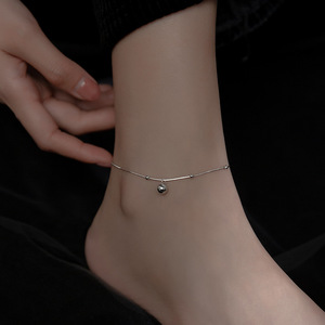 Mode ronde perle chaîne breloque cheville plaqué or 925 argent Sterling bijoux fins bracelets de cheville pour les femmes - Product Image 3