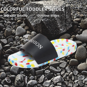 Claquettes en PVC à motif doodle tendance, antidérapantes, pour l'été, pantoufles d'extérieur à bout ouvert, semelle extérieure en EVA - Product Image 2