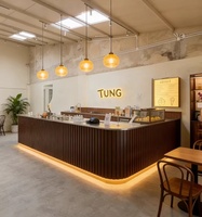 Comptoir de bar pour café, design pour boutique de café, supermarché, en bois écologique, robuste, avec étagère cubique et éclairage LED