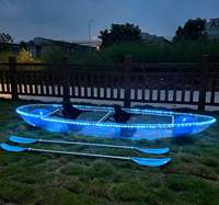 Kayak transparent en PC, kayak double transparent avec moteur, pare-soleil et éclairage LED à vendre