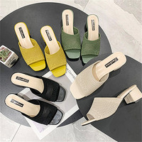 Sandales et pantoufles souples à talon mi-haut ouvertes à l'arrière pour femmes, collection Printemps-Été 2026, style coréen, vente en gros