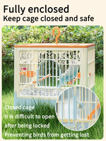 Cage à oiseaux rectangulaire portable en PP avec trou de ventilation, mangeoire et perchoir, plateau amovible facile à nettoyer, fournitures pour oiseaux de compagnie, vente en gros