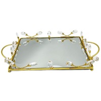 Plateau de service rectangulaire en cristal doré, design britannique de luxe, pour la décoration du Ramadan, idéal pour la maison
