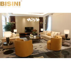 BISINI Italian Modern Ivory White Leather Upholstered Textured Sofa Furniture Set