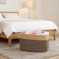 Paniers tissés en corde de coton naturel, 3 tailles, poignées carrées, organisateur de rangement pour la maison, la cuisine, la salle de bain, la buanderie, la décoration
