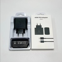 Cargador Rápido de Pared USB-C PD de 45W con Enchufe EU/UK/US y Cable Tipo-C para Teléfonos y Tabletas Samsung S26/S25/S24/S23/S22