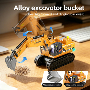 Excavatrice RC en métal à 4 canaux, mini-excavatrice télécommandée de bureau, <span class=keywords><strong>jouet</strong></span> télécommandé avec chargeur USB - Product Image 5