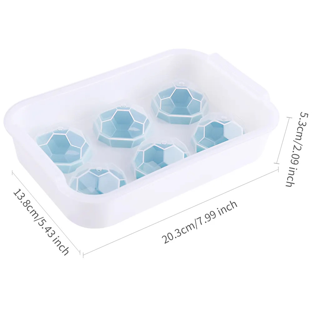 Large Capacity Silicone Ice Grid with Lid Hot Sale 6 Spherical Whiskey Hockey Mold for Household Ice Cream Tools