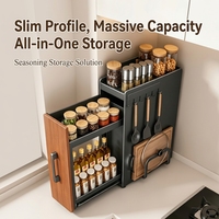 Étagère de rangement de comptoir de cuisine stable, étroite, coulissante, à double niveau, étanche et anti-poussière pour vaisselle
