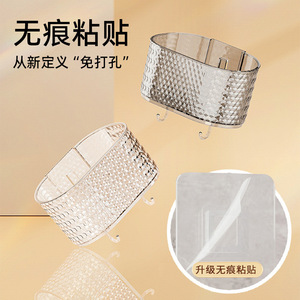 Bathroom Wall Mounted Storage Organizer Oval Transparent With Hooks For Skincare And Cosmetic Storage - Product Image 4