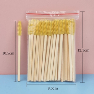 50 brosses à mascara jetables avec manche en bambou, poils en nylon, applicateur de cils, brosse à sourcils, emballage en sachet OPP - Product Image 3
