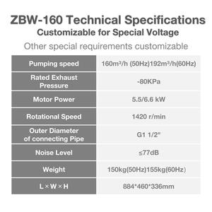 Pompe à vide triphasée sans huile <span class=keywords><strong>Kaspar</strong></span> ZBW-160 160m³/h 5,5-6,6kW Faible bruit 77dB OEM pour applications industrielles - Product Image 2