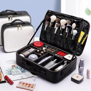 Túi Đựng Đồ Trang Điểm Du Lịch Bằng Da Pu Phụ Nữ Hộp Đựng Đồ Trang Điểm Cho Mỹ Phẩm Bàn Chải Trang Điểm Đồ Trang Sức Vệ Sinh Phụ Kiện Kỹ Thuật Số Màu Trắng - Product Image 1