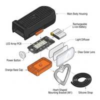 Feu arrière clignotant LED en forme de cœur, super lumineux, étanche, portable, mini, pour vélo/trottinette/vélo enfant