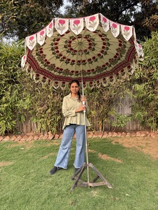 Parasol en bois de conception moderne, élégant, classique, simple, à commande manuelle, 2,7 m, toile à grand imprimé, nouveau - Product Image 2