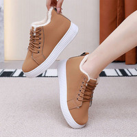 Sepatu Sneakers Kulit Lembut Grosir Langsung dari Pabrik, Sepatu Hangat Berbulu, Sepatu Berkualitas Tinggi untuk Wanita