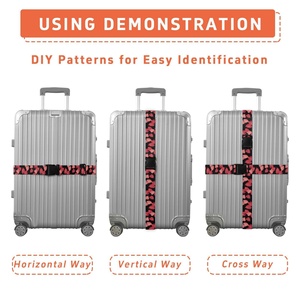 Paquete de 2 Correas de Equipaje Ajustables de Poliéster con Estampado Personalizado de Anthurium de Hawái, Correa Cruzada para Maleta de Viaje - Product Image 4