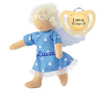 Käthe Kruse "Protège-moi Ange" avec Nom + Sucette NUK avec Nom
