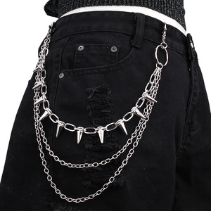 Cadena de cintura unisex Yuelyueli de aleación de zinc con púas, estilo punk, multicapa, para fiestas, hip hop, cadena corporal de moda. - Product Image 4