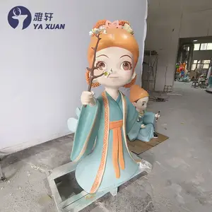 Customized Cartoon Chinese Tang Style IP Image Decoration Resin Character Fiberglass Sculpture