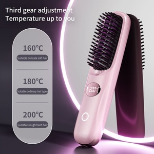 160°/180°/200° Wireless Electric Hair Straightener <b>Comb</b> Brush Travel Home Portable Hair Straightener Brush Type-C Rechargeable - Product Image 6