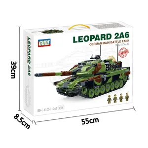 TOY PLAYER Armed Tanks Building Block WW2 Military Leopard 2A6 Tank Model (1043Pcs) STEM Toys Gifts for Adult and Kids