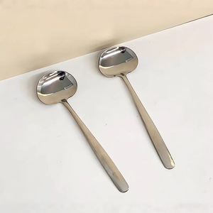 Stainless Steel Mushroom Spoon 2 Piece Set Round Headed Soup Dessert Spoon Household Cooking <b>Utensil</b> - Product Image 4