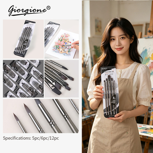 Giorgione – Lot de 6 <span class=keywords><strong>pinceaux</strong></span> à tête plate noir canon, stock direct usine, personnalisables multi-spécifications, vente en gros, pour artistes peintres - Product Image 1