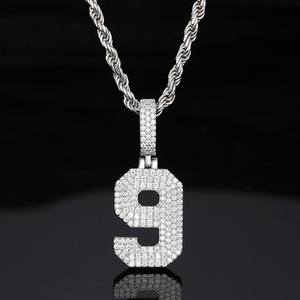 Ciondolo con Numero da 0 a 9 in Argento 925 con Moissanite, Placcato in <span class=keywords><strong>Oro</strong></span> <span class=keywords><strong>Bianco</strong></span> - Product Image 2
