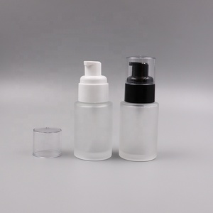 Chai Bơm Kem Dưỡng Da Toàn Thân Thủy Tinh Rỗng Vai Phẳng 1Oz Trong Mờ Có Nắp Màu Trắng Đen <span class=keywords><strong>30Ml</strong></span> - Product Image 1