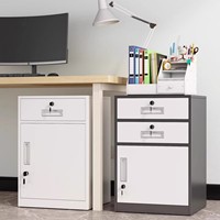 Meuble de Rangement Mobile Antistatique et Ignifuge pour Bureau, avec 2 Tiroirs, Style Minimaliste Moderne, à Poser au Sol, Anti-Vol, avec Serrure