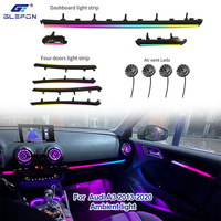 Pour Audi A3 2013-2020, kit d'éclairage d'ambiance intérieur de voiture Glefon en gros, 64 couleurs, contrôle par application, 12V, Plug and Play, lampe d'ambiance