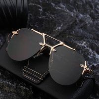 KAJILA – Lunettes de soleil pour hommes, style aviateur semi-cerclées, double pont, protection UV400, avec logo personnalisé, vente en gros