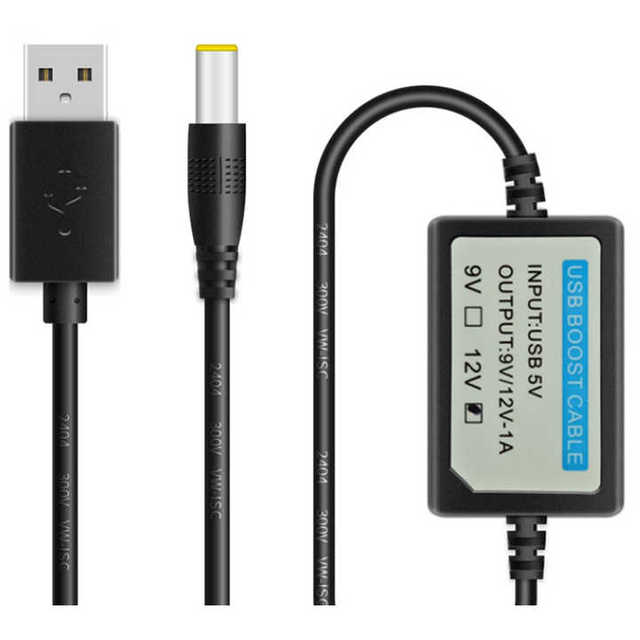 DC-DC 5V to 9V 12V 1A Step up USB Boost Cable Booster Converter Adapter USB DC Cord Plug 5.5x2.1mm for Power Supply Accessories
