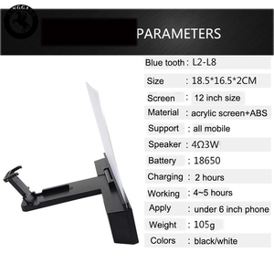 Amplificador de Pantalla 3D de 12 Pulgadas, 3X, para Video, Móvil, <span class=keywords><strong>TV</strong></span>, Teléfono, con Altavoz Pequeño, Negro, Moderno - Product Image 6