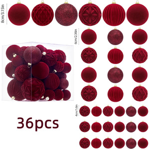 Velvet Flocked <b>Plastic</b> Christmas Baubles Soft Flocking Hanging Ornaments For Xmas Tree <b>Window</b> Home Holiday Decor Wholesale - Product Image 3