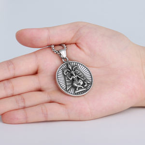 Collar con Colgante Circular de Acero Inoxidable Estilo Gótico Vintage con Símbolo de Baphomet, <span class=keywords><strong>Lucifer</strong></span>, <span class=keywords><strong>Diablo</strong></span>, Satánico y Cabra - Product Image 3