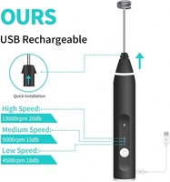 Mousseur à lait USB rechargeable 3 têtes, mélangeur à café, batteur à œufs, mixeur - Meilleure vente