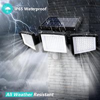 Lámpara de Seguridad LED Solar para Exteriores IP67 de 2500LM con Control Remoto, Sensor de Movimiento de 3 Cabezas, Ángulo Amplio de 270°, Luz de Pared de 6000K