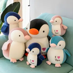 Peluches de pingouin en peluche bleu personnalisé 25/30/35/45cm je t'aime jouet en peluche de pingouin bleu mignon Oceanarium poupée cadeau de vacances pour les enfants