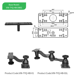 Support de fixation horizontal VINmounts pour écran 6''/11,4'' avec bras articulé et plaque de fixation 6,25 x 2'' pour GPS et sondeur de pêche TYQ-HB-01 - Product Image 3