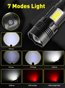 Nhà sản xuất chuyên nghiệp <span class=keywords><strong>Torch</strong></span> ánh sáng mạnh mẽ Telescopic <span class=keywords><strong>Zoom</strong></span> LED COB mạnh mẽ XHP50 đèn pin có thể sạc lại - Product Image 5