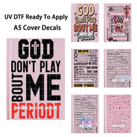 God speelt niet om mij heen, geloofscitaten UV DTF notitieboekhoes stickers klaar om aan te brengen duurzame transfer stickers voor A5 notitieboekhoes
