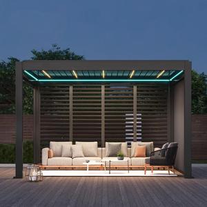 Luxe <span class=keywords><strong>MULAN</strong></span> PG001 Gazebo de Jardin Motorisé Télécommande Bioclimatique Aluminium Patio Toit Extérieur Persienne Pergola Imperméable - Product Image 1