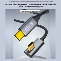 Câble USB3.1 Gen2 Type C C en PVC/Nylon à angle droit, 5A 100W PD, charge rapide, synchronisation des données 10 Gbps, transmission vidéo 4K 60 Hz, ordinateur