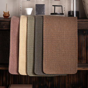 Cotton Linen Tea Mat Double Sided Waterproof Lattice Pattern Large Size For Tea Ceremony Table <b>Pad</b> - Product Image 2