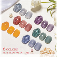 Ensemble de gel à ongles semi-transparent MEET ACROSS 6 couleurs, gel à ongles UV longue durée, non toxique, 8 ml